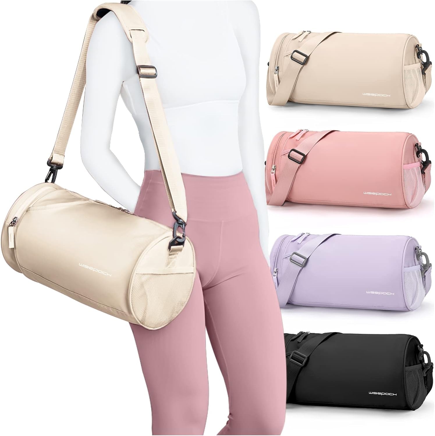Chic Waterproof Mini Duffle Bag for Women - Ideal Small Gym Bag with Wet Pocket for Dance, Swimming, Yoga & Travel - Sleek Black Design