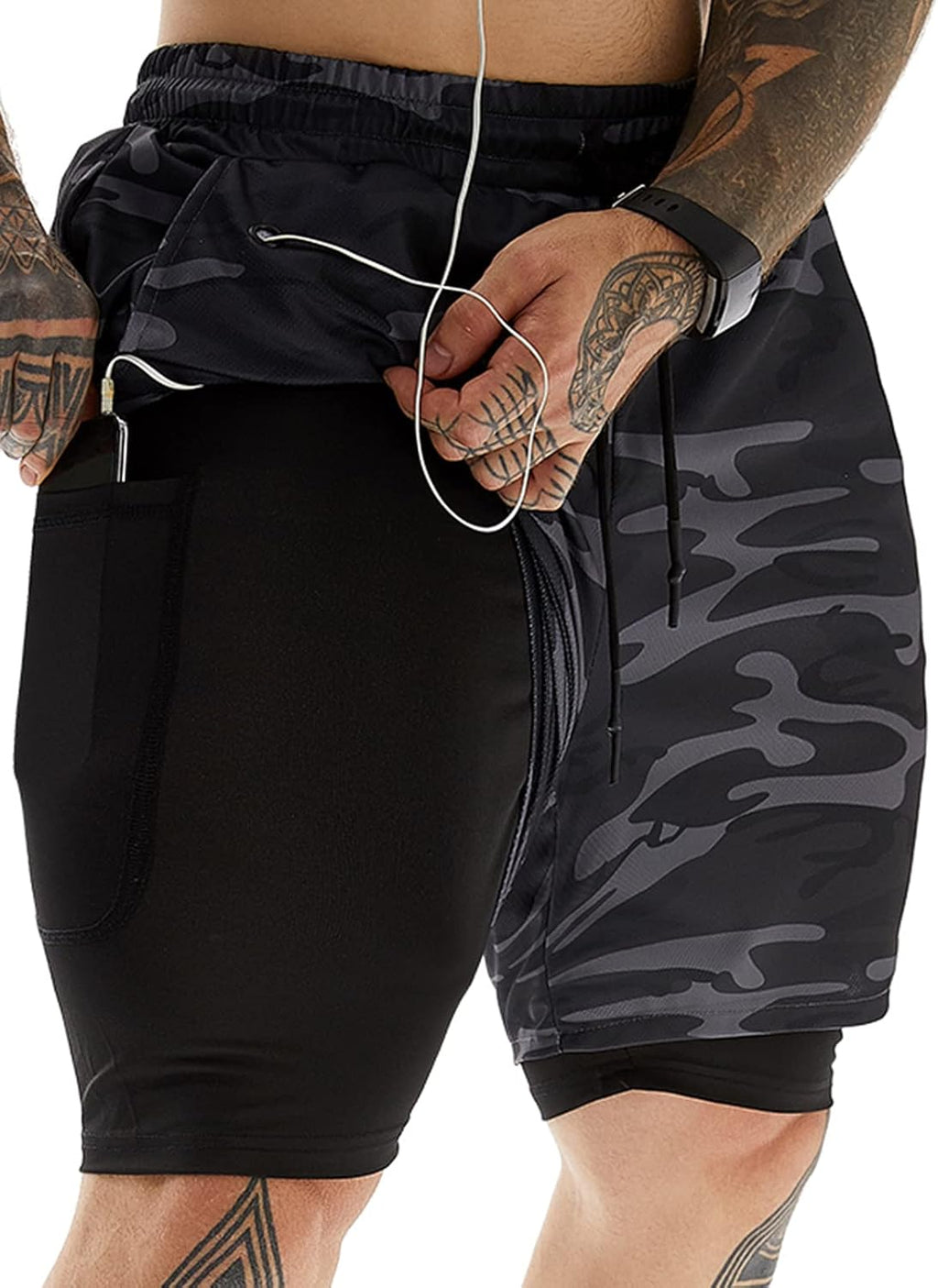 Elevate Your Workout with JWJ Men's 2-in-1 Lightweight 7-Inch Running Shorts Featuring Compression Liner - Ideal for Gym and Outdoor Adventures