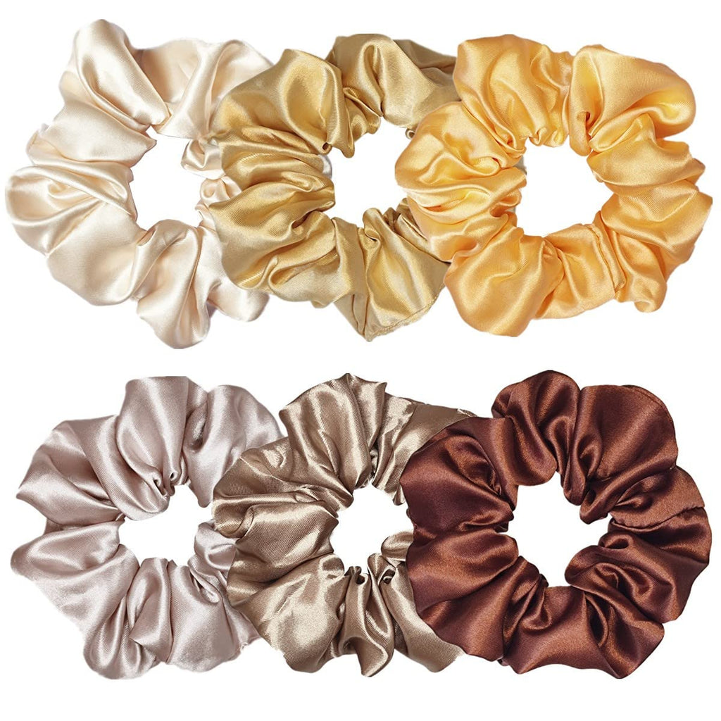 Indulge in Style with Luxurious 6 Pcs Satin Silk Hair Scrunchies - Soft, Stylish Hair Ties in Assorted Purple Shades for Women & Girls