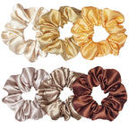 Indulge in Style with Luxurious 6 Pcs Satin Silk Hair Scrunchies - Soft, Stylish Hair Ties in Assorted Purple Shades for Women & Girls