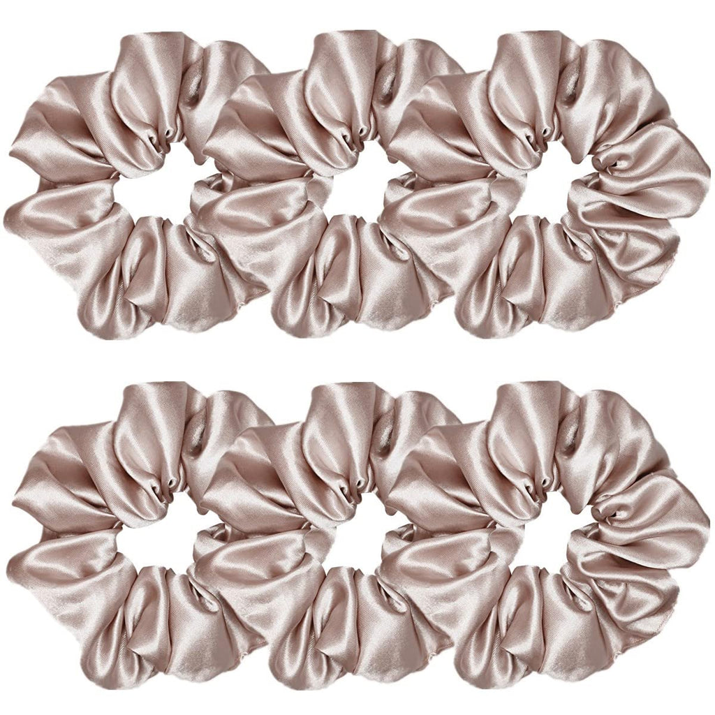 Indulge in Style with Luxurious 6 Pcs Satin Silk Hair Scrunchies - Soft, Stylish Hair Ties in Assorted Purple Shades for Women & Girls