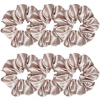 Indulge in Style with Luxurious 6 Pcs Satin Silk Hair Scrunchies - Soft, Stylish Hair Ties in Assorted Purple Shades for Women & Girls