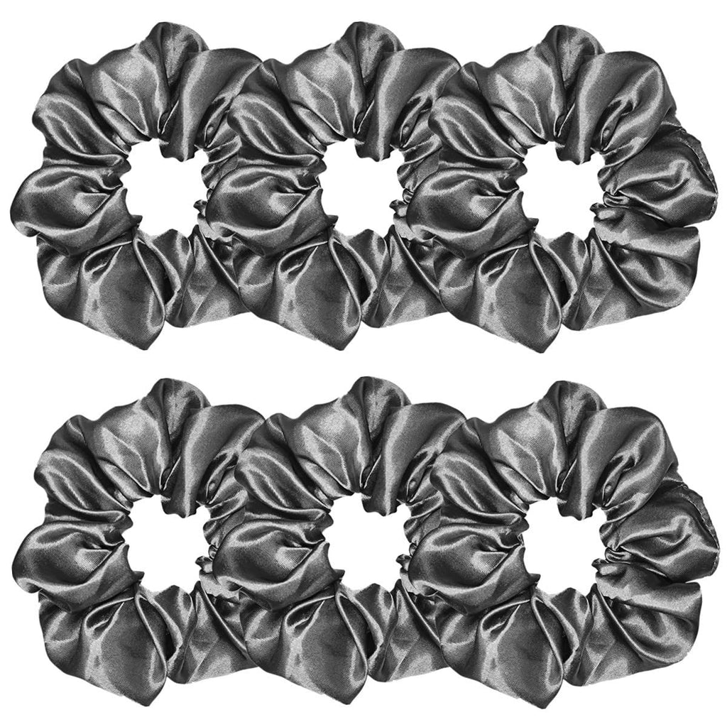 Indulge in Style with Luxurious 6 Pcs Satin Silk Hair Scrunchies - Soft, Stylish Hair Ties in Assorted Purple Shades for Women & Girls
