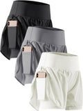 Unleash Your Potential with CADMUS Women's 2-in-1 Athletic Workout Shorts - Gym-Ready with Handy Phone Pockets!