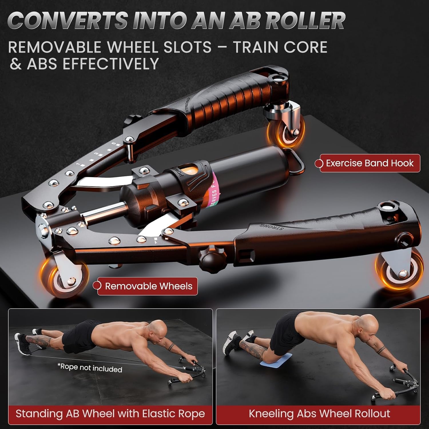Ultimate 3-in-1 Adjustable Twister Arm Trainer – Hydraulic Resistance Workout Equipment for Full Body Fitness, Includes Ab Roller Wheels and Comfort Knee Pad
