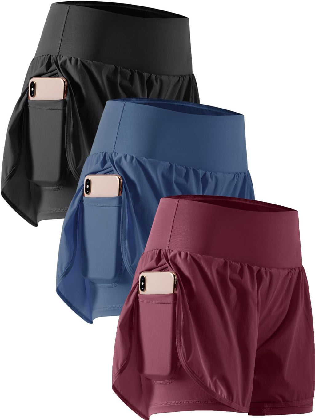 Unleash Your Potential with CADMUS Women's 2-in-1 Athletic Workout Shorts - Gym-Ready with Handy Phone Pockets!