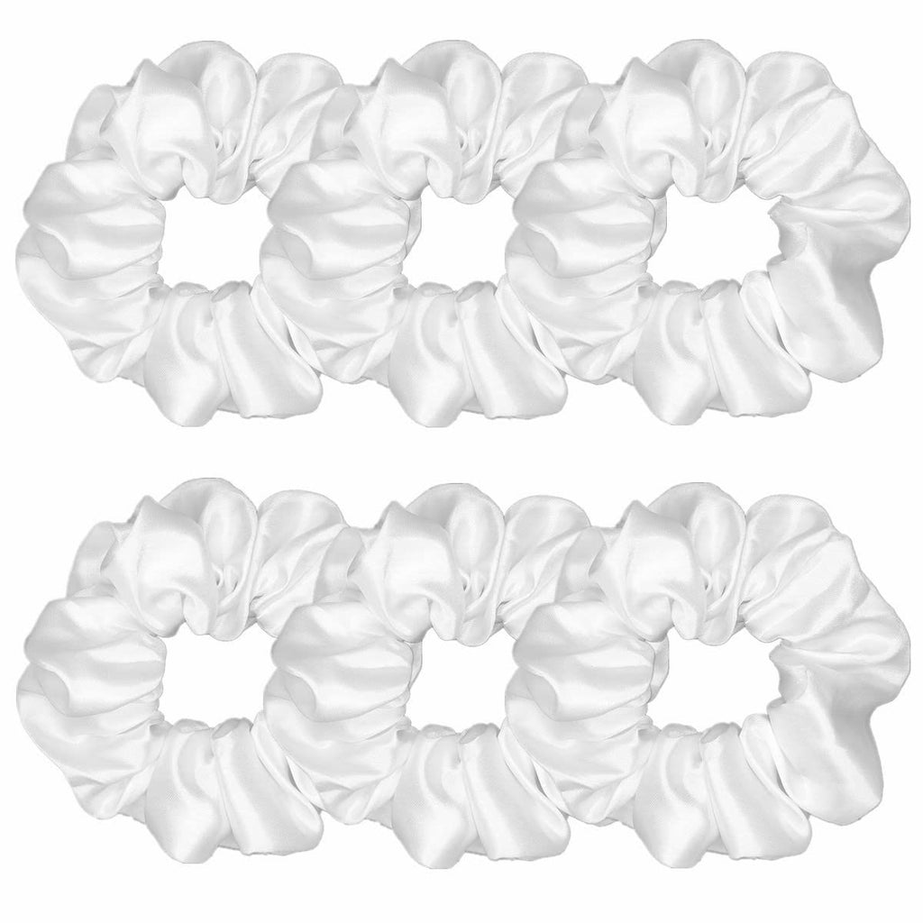 Indulge in Style with Luxurious 6 Pcs Satin Silk Hair Scrunchies - Soft, Stylish Hair Ties in Assorted Purple Shades for Women & Girls