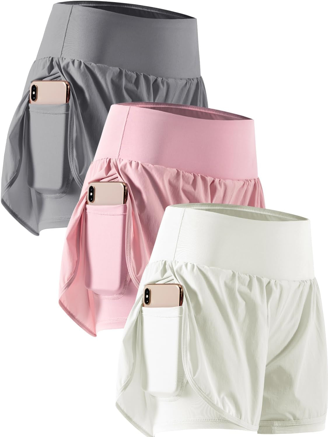 Unleash Your Potential with CADMUS Women's 2-in-1 Athletic Workout Shorts - Gym-Ready with Handy Phone Pockets!
