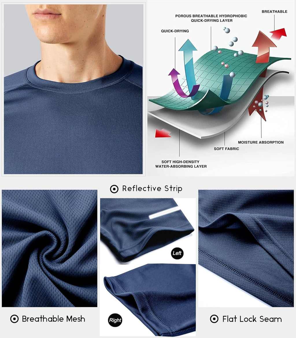 Men's Performance Workout Running Shirts - Moisture-Wicking Dry Fit Tees in Convenient 1, 3, 5, or 7 Packs