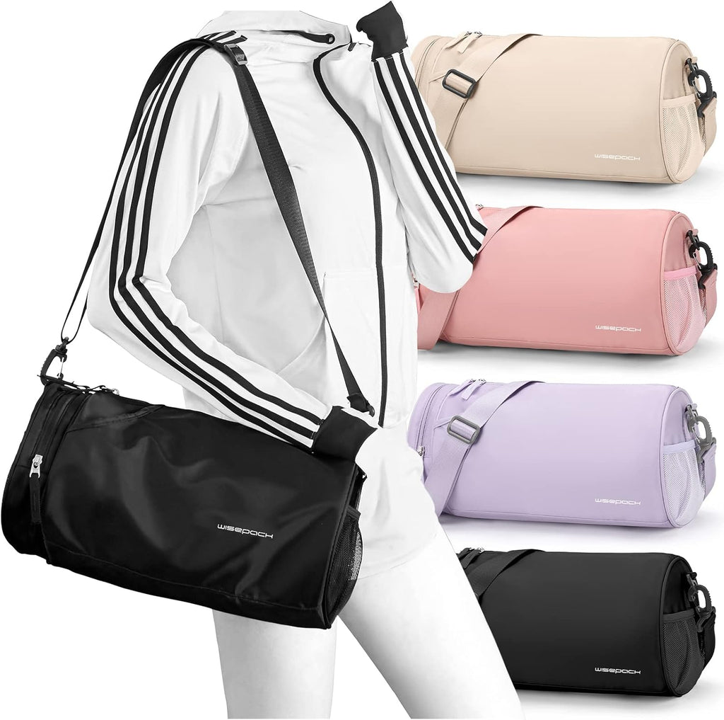 Chic Waterproof Mini Duffle Bag for Women - Ideal Small Gym Bag with Wet Pocket for Dance, Swimming, Yoga & Travel - Sleek Black Design