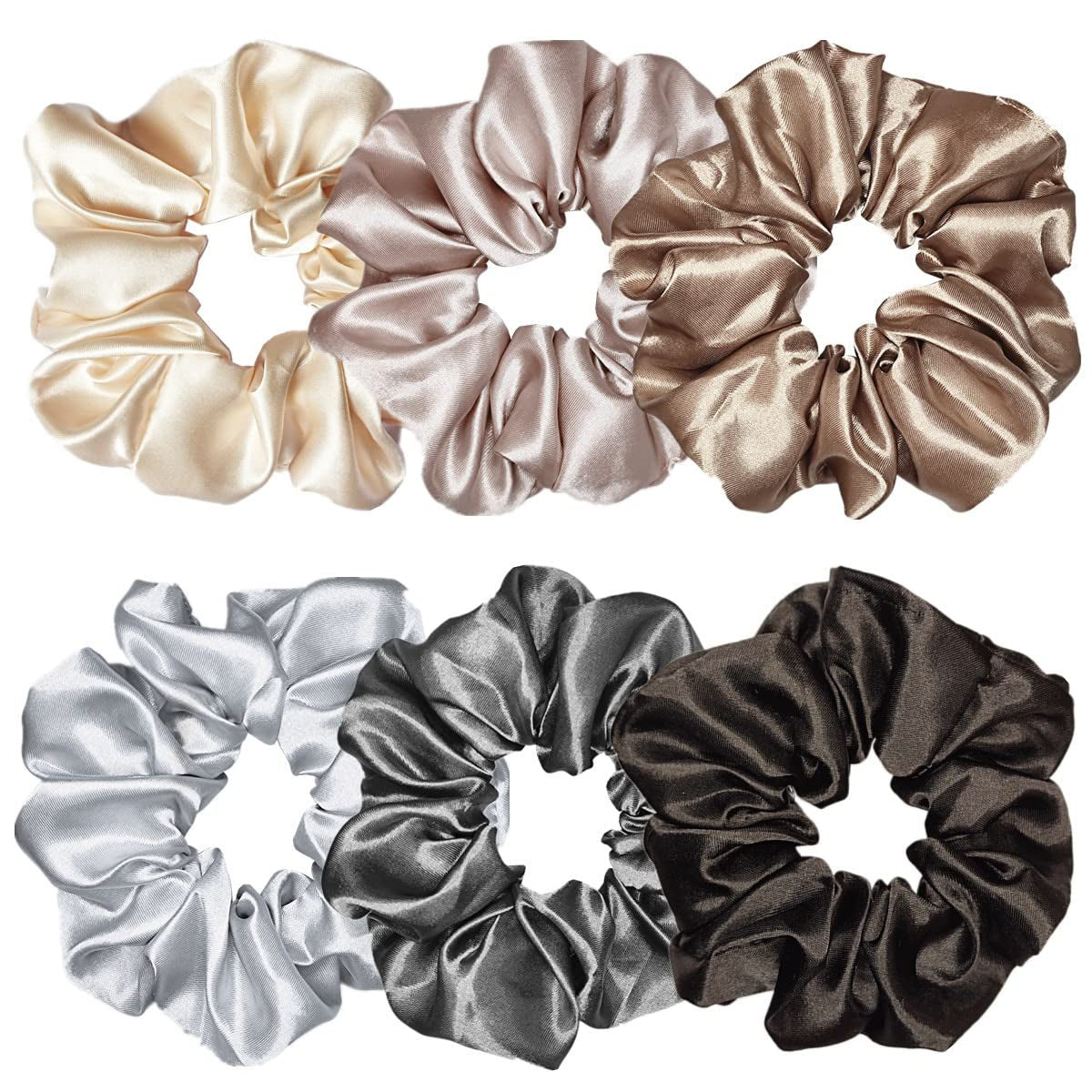 Indulge in Style with Luxurious 6 Pcs Satin Silk Hair Scrunchies - Soft, Stylish Hair Ties in Assorted Purple Shades for Women & Girls
