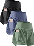 Unleash Your Potential with CADMUS Women's 2-in-1 Athletic Workout Shorts - Gym-Ready with Handy Phone Pockets!