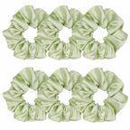 Indulge in Style with Luxurious 6 Pcs Satin Silk Hair Scrunchies - Soft, Stylish Hair Ties in Assorted Purple Shades for Women & Girls
