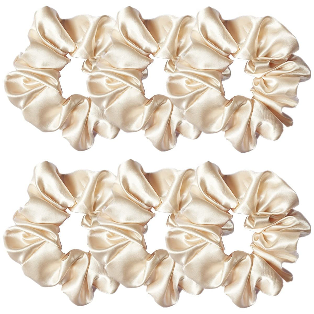 Indulge in Style with Luxurious 6 Pcs Satin Silk Hair Scrunchies - Soft, Stylish Hair Ties in Assorted Purple Shades for Women & Girls