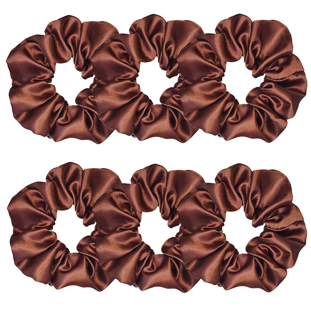 Indulge in Style with Luxurious 6 Pcs Satin Silk Hair Scrunchies - Soft, Stylish Hair Ties in Assorted Purple Shades for Women & Girls