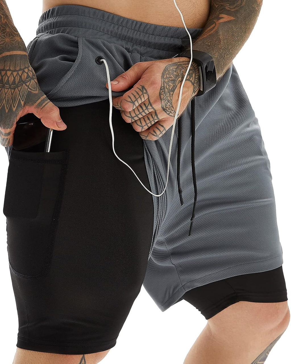 Elevate Your Workout with JWJ Men's 2-in-1 Lightweight 7-Inch Running Shorts Featuring Compression Liner - Ideal for Gym and Outdoor Adventures
