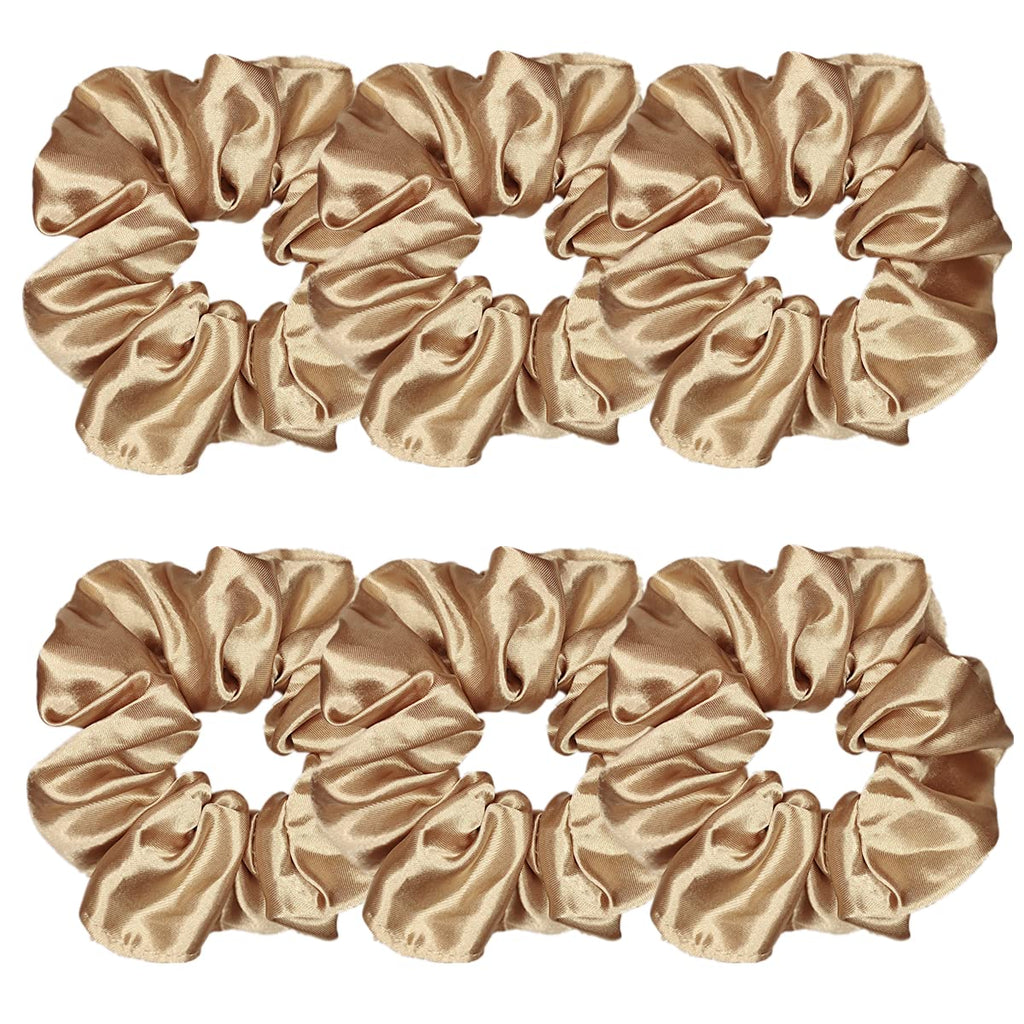 Indulge in Style with Luxurious 6 Pcs Satin Silk Hair Scrunchies - Soft, Stylish Hair Ties in Assorted Purple Shades for Women & Girls