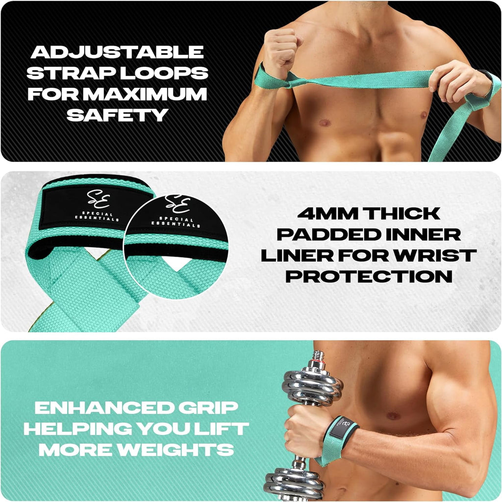 Elevate Your Workout with Adjustable Teal Neoprene Weightlifting Wrist Straps - 2-Pack for Ultimate Support