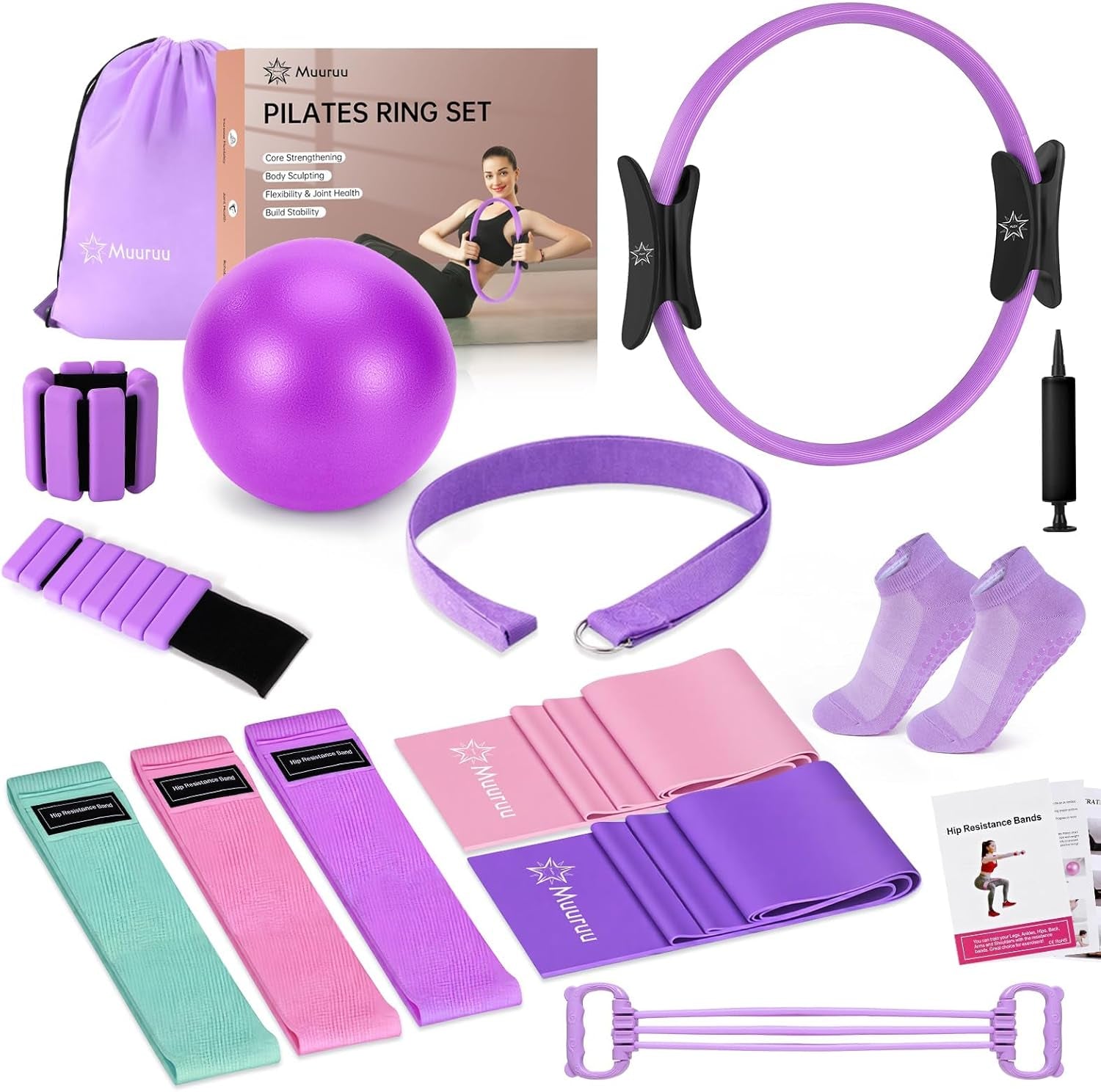 Transform Your Fitness Journey: Complete Home Pilates Equipment Kit with Magic Circle, Resistance Bands, Weights & More for Women