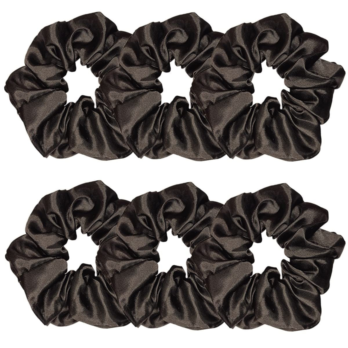 Indulge in Style with Luxurious 6 Pcs Satin Silk Hair Scrunchies - Soft, Stylish Hair Ties in Assorted Purple Shades for Women & Girls