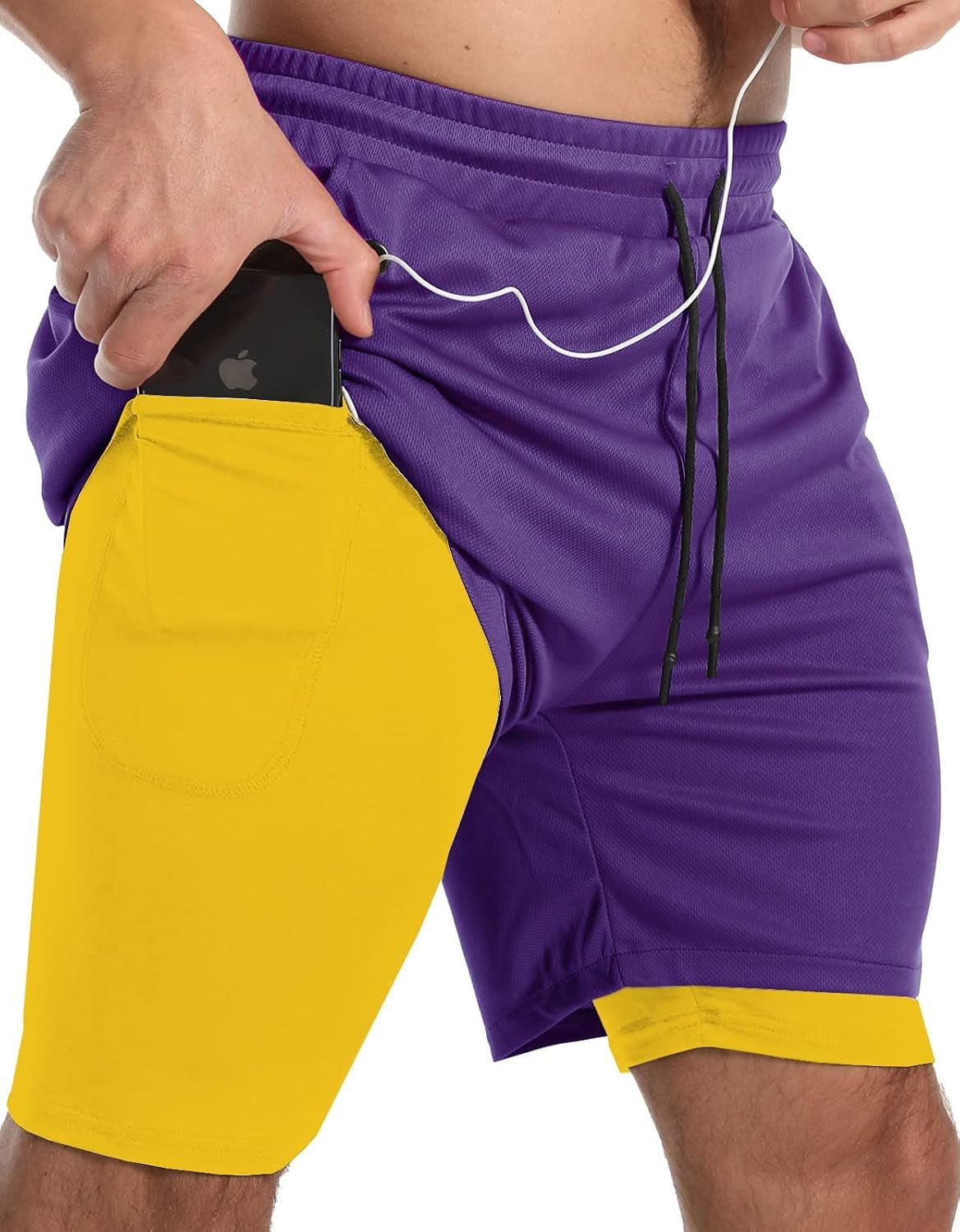 Elevate Your Workout with JWJ Men's 2-in-1 Lightweight 7-Inch Running Shorts Featuring Compression Liner - Ideal for Gym and Outdoor Adventures
