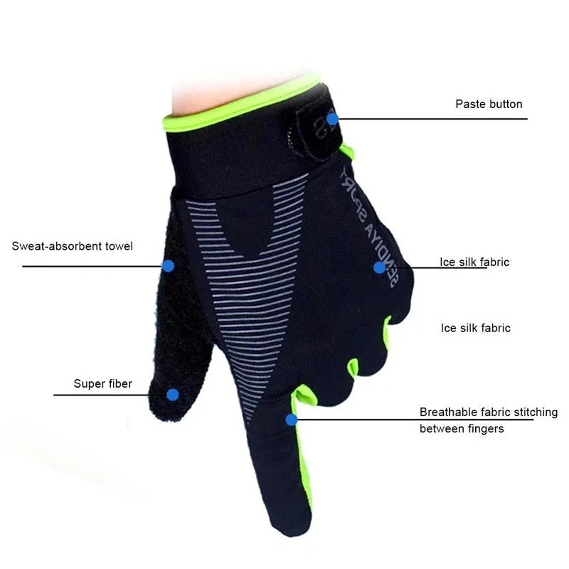 Ultimate Full Finger Cycling Gloves for Men & Women - Perfect for Touchscreen Use, Anti-Slip Grip, and Shock Absorption for All Outdoor Activities