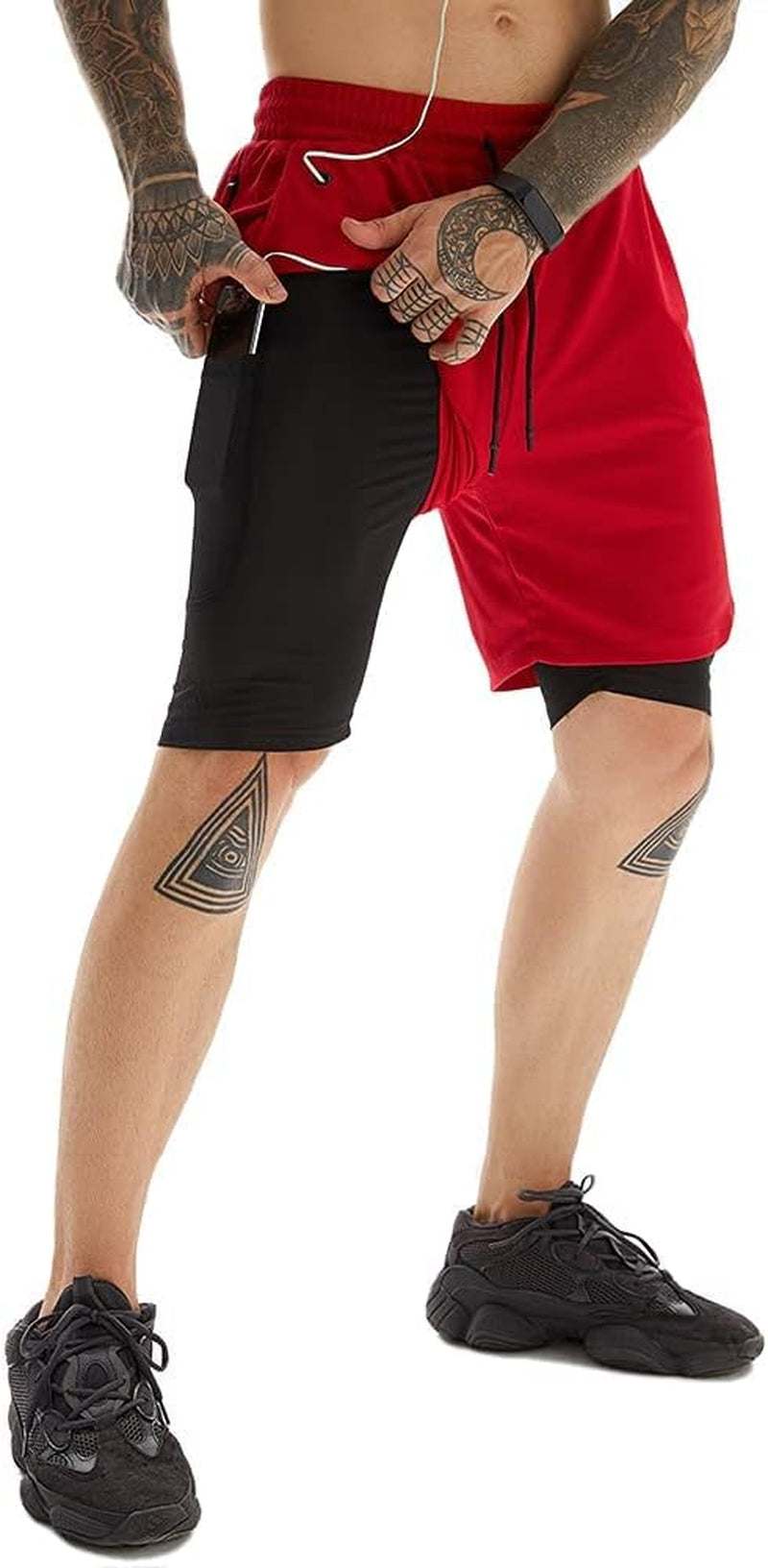 Elevate Your Workout with JWJ Men's 2-in-1 Lightweight 7-Inch Running Shorts Featuring Compression Liner - Ideal for Gym and Outdoor Adventures