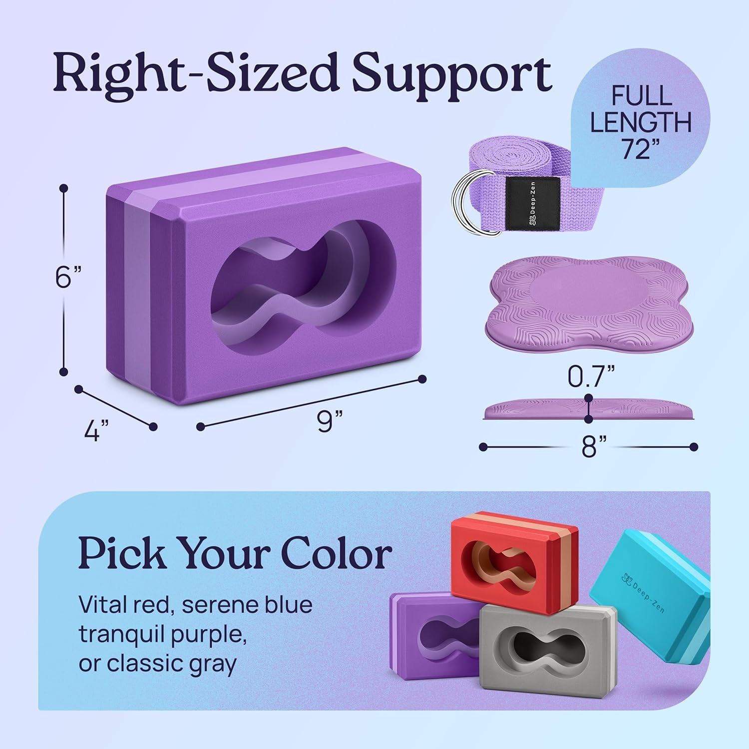 Transform Your Yoga Practice: Deep-Zen® 2-Pack Yoga Blocks Set with Wrist Support, Knee Pads, and Strap for Ultimate Comfort and Stability