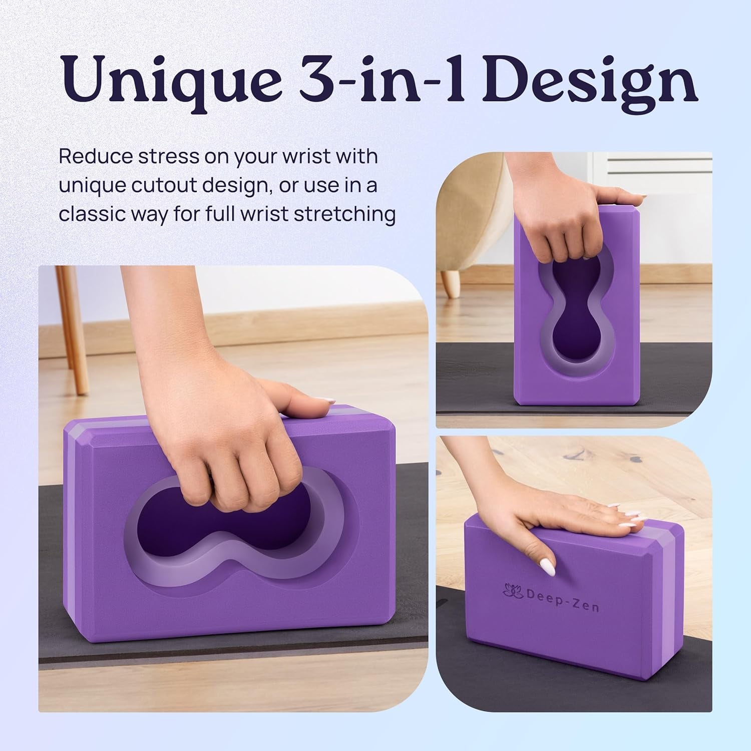 Transform Your Yoga Practice: Deep-Zen® 2-Pack Yoga Blocks Set with Wrist Support, Knee Pads, and Strap for Ultimate Comfort and Stability