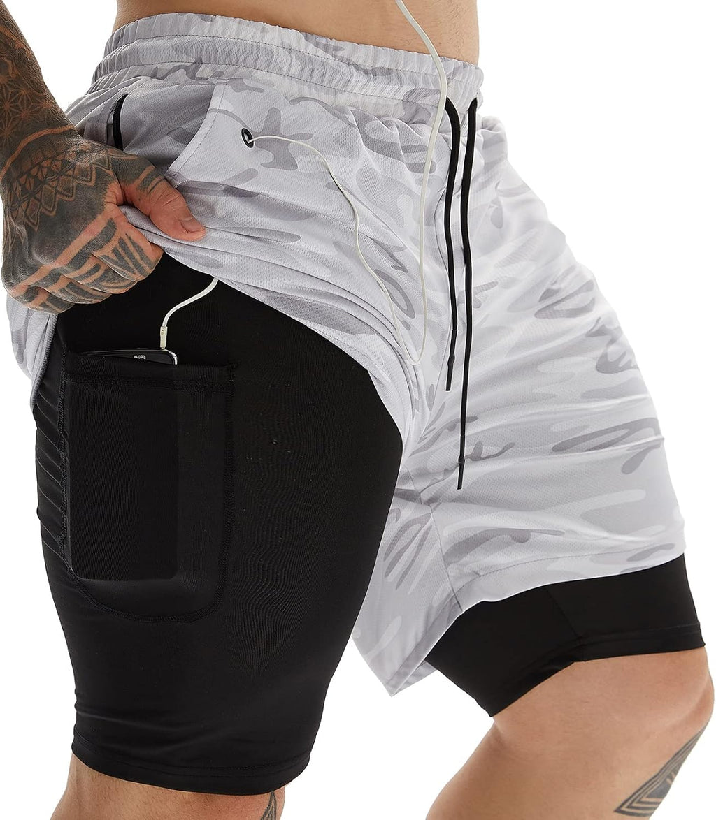 Elevate Your Workout with JWJ Men's 2-in-1 Lightweight 7-Inch Running Shorts Featuring Compression Liner - Ideal for Gym and Outdoor Adventures