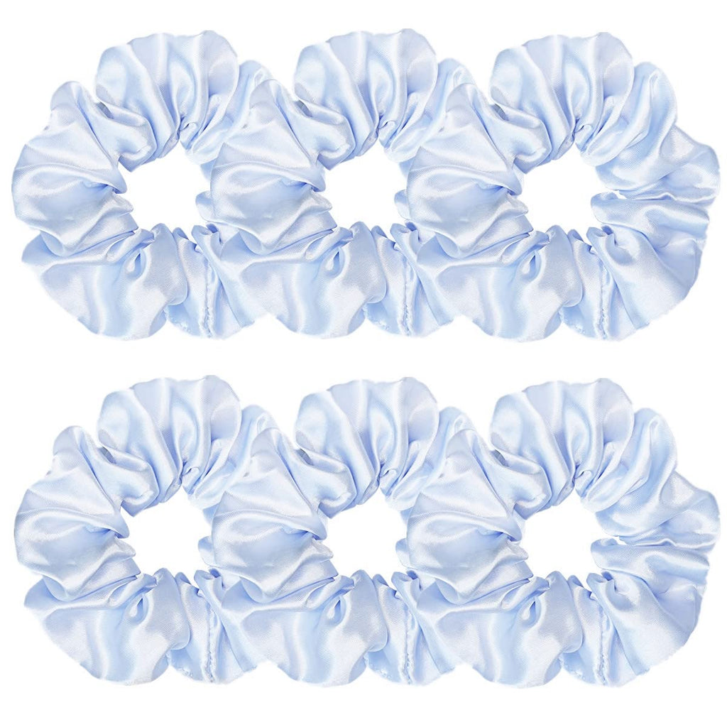 Indulge in Style with Luxurious 6 Pcs Satin Silk Hair Scrunchies - Soft, Stylish Hair Ties in Assorted Purple Shades for Women & Girls