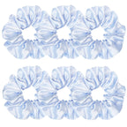 Indulge in Style with Luxurious 6 Pcs Satin Silk Hair Scrunchies - Soft, Stylish Hair Ties in Assorted Purple Shades for Women & Girls