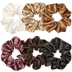 Indulge in Style with Luxurious 6 Pcs Satin Silk Hair Scrunchies - Soft, Stylish Hair Ties in Assorted Purple Shades for Women & Girls