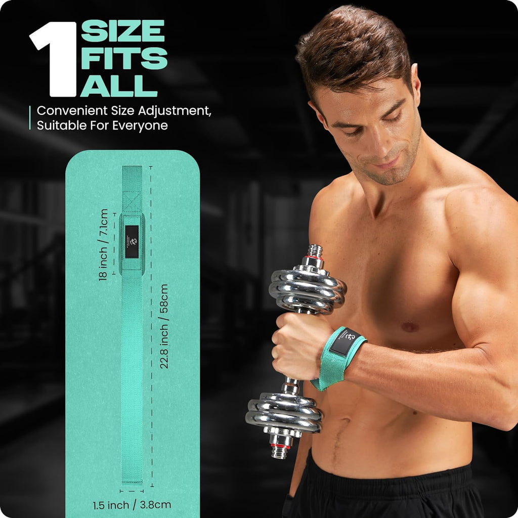 Elevate Your Workout with Adjustable Teal Neoprene Weightlifting Wrist Straps - 2-Pack for Ultimate Support