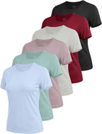 Experience Ultimate Comfort and Style with Our 6 Pack Women's Short Sleeve Workout Tops - Perfect for Tennis, Yoga, and Running with UPF Sun Protection