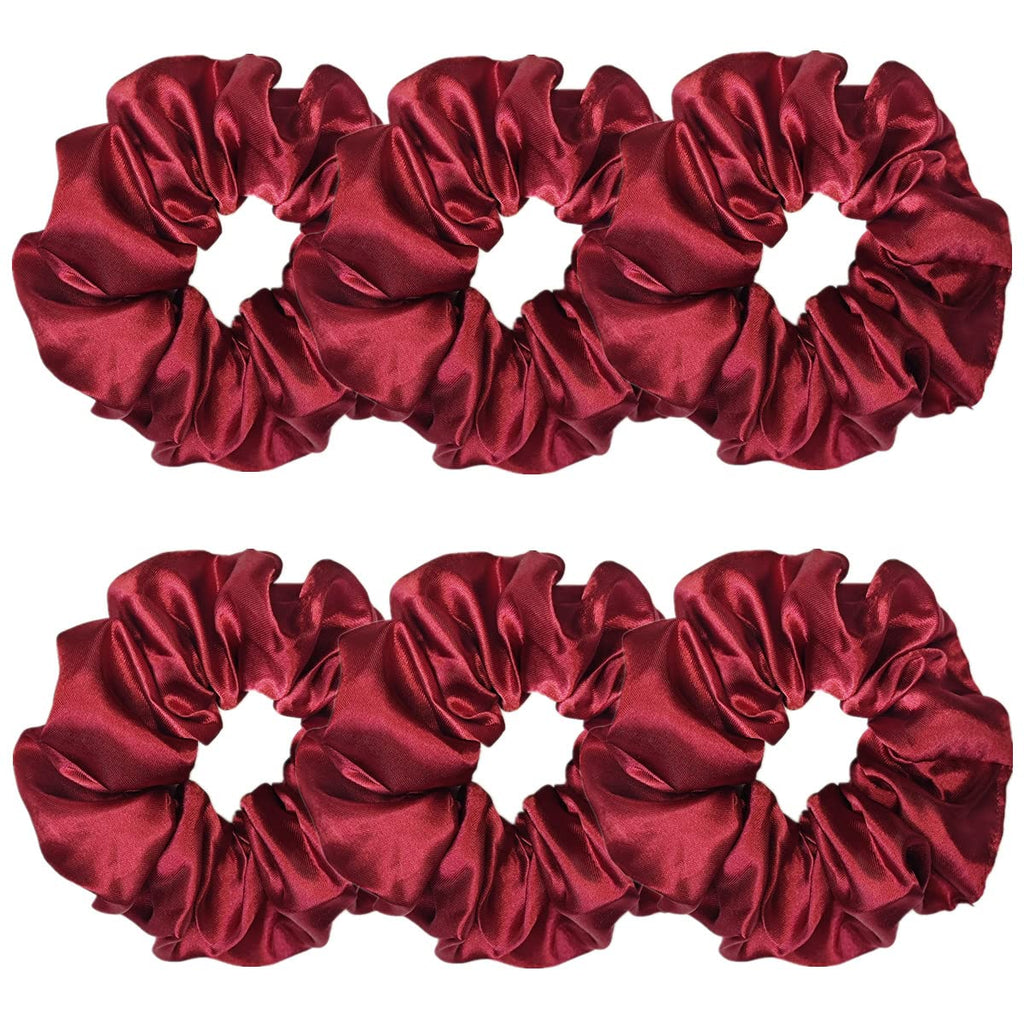 Indulge in Style with Luxurious 6 Pcs Satin Silk Hair Scrunchies - Soft, Stylish Hair Ties in Assorted Purple Shades for Women & Girls