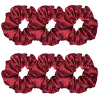 Indulge in Style with Luxurious 6 Pcs Satin Silk Hair Scrunchies - Soft, Stylish Hair Ties in Assorted Purple Shades for Women & Girls
