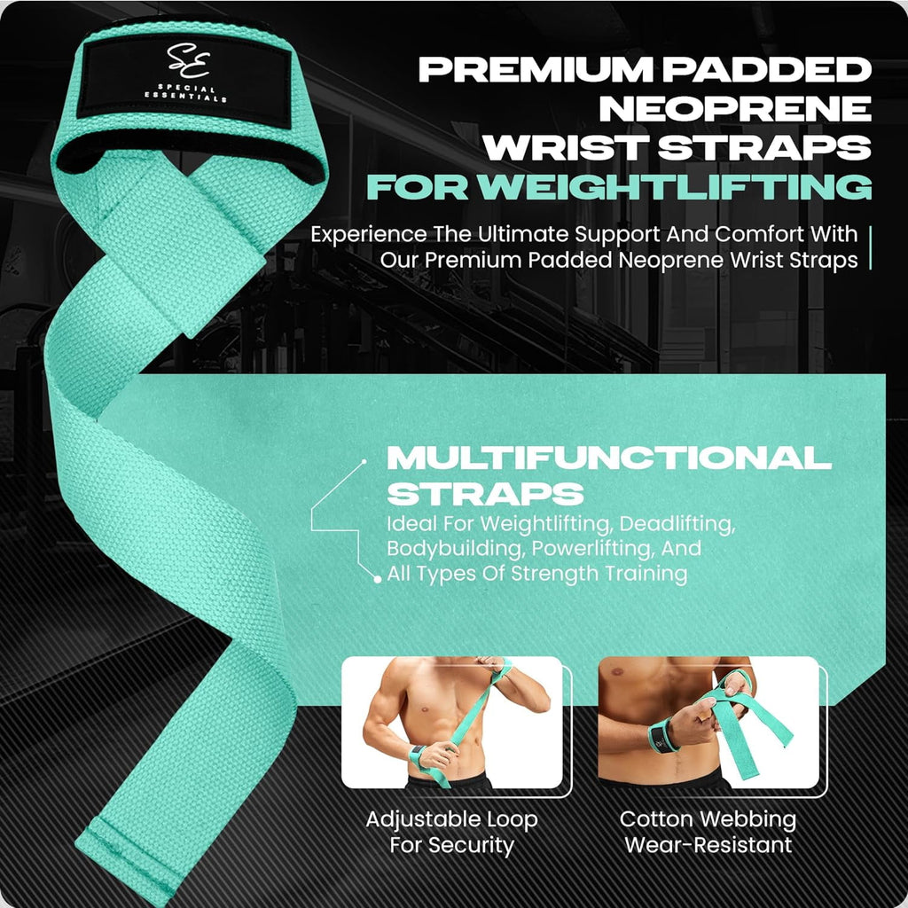 Elevate Your Workout with Adjustable Teal Neoprene Weightlifting Wrist Straps - 2-Pack for Ultimate Support