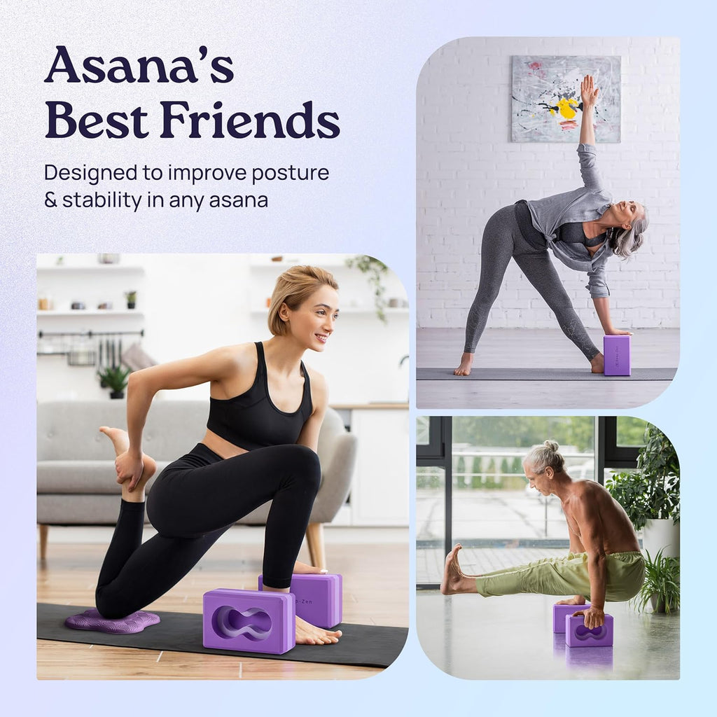 Transform Your Yoga Practice: Deep-Zen® 2-Pack Yoga Blocks Set with Wrist Support, Knee Pads, and Strap for Ultimate Comfort and Stability