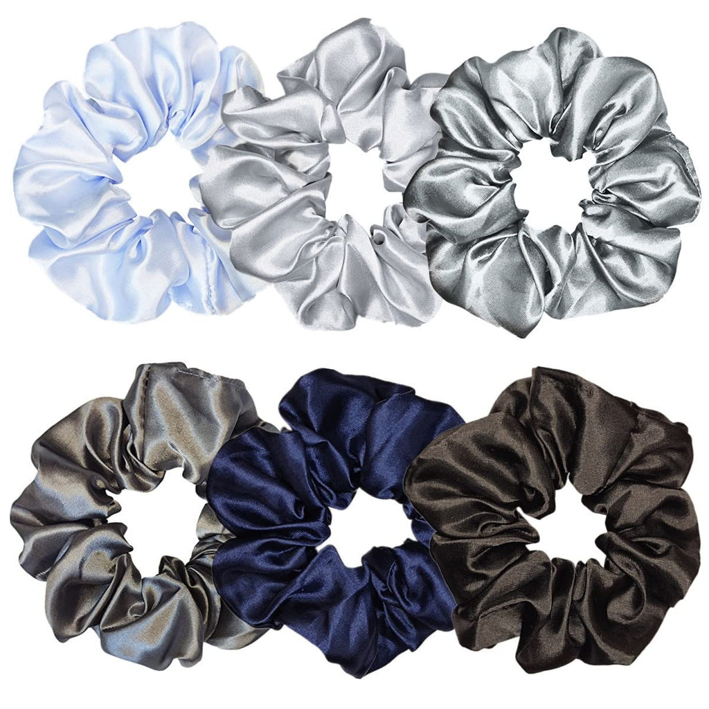 Indulge in Style with Luxurious 6 Pcs Satin Silk Hair Scrunchies - Soft, Stylish Hair Ties in Assorted Purple Shades for Women & Girls