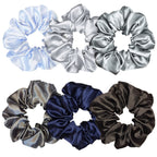 Indulge in Style with Luxurious 6 Pcs Satin Silk Hair Scrunchies - Soft, Stylish Hair Ties in Assorted Purple Shades for Women & Girls