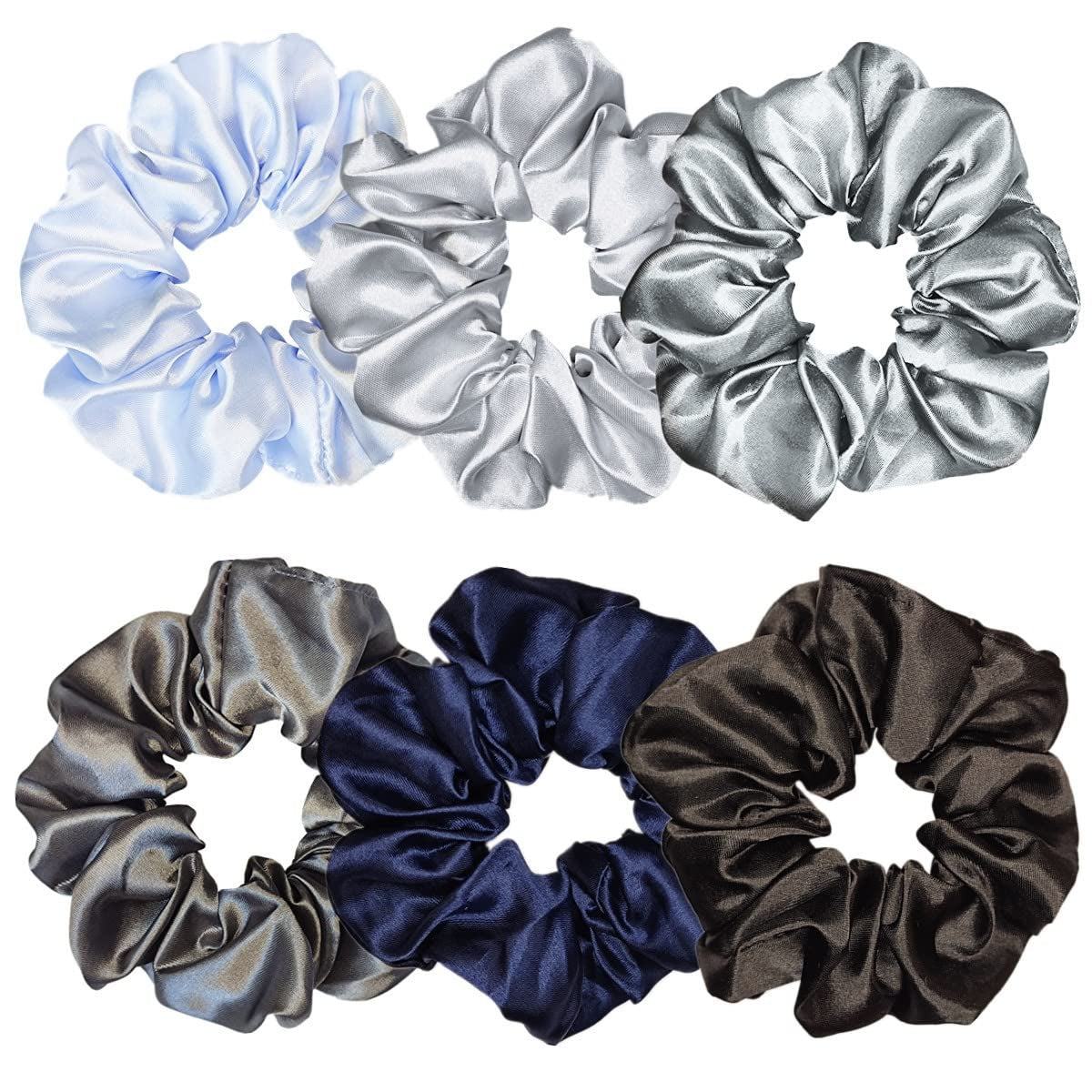 Indulge in Style with Luxurious 6 Pcs Satin Silk Hair Scrunchies - Soft, Stylish Hair Ties in Assorted Purple Shades for Women & Girls