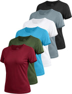Experience Ultimate Comfort and Style with Our 6 Pack Women's Short Sleeve Workout Tops - Perfect for Tennis, Yoga, and Running with UPF Sun Protection