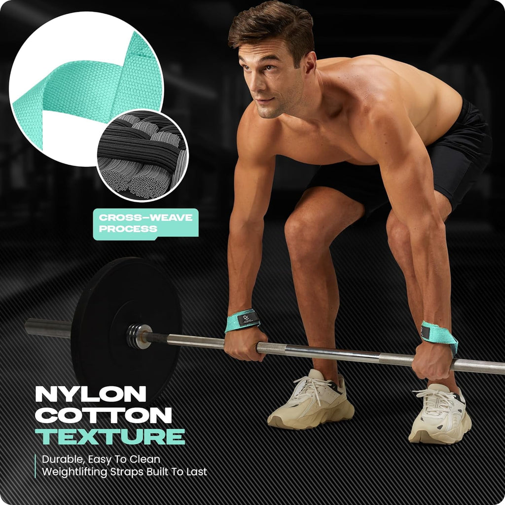 Elevate Your Workout with Adjustable Teal Neoprene Weightlifting Wrist Straps - 2-Pack for Ultimate Support