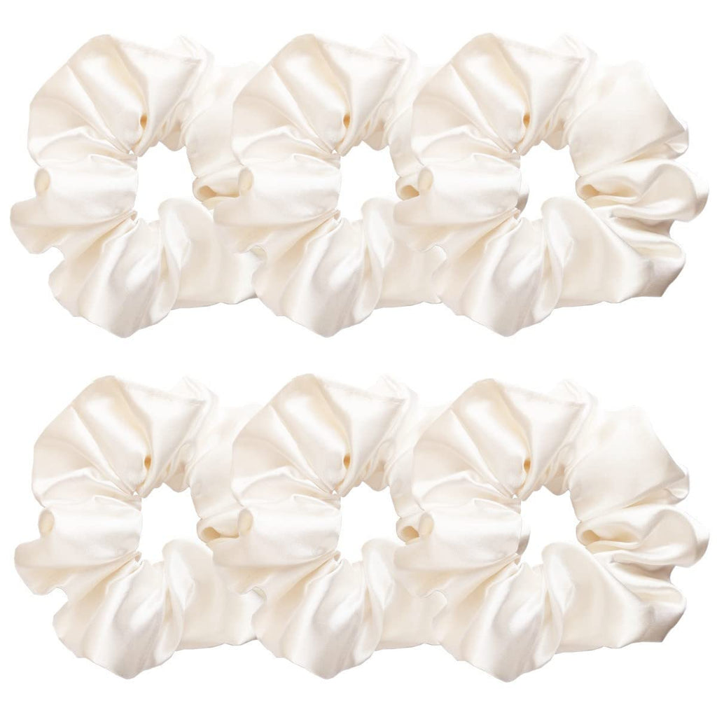 Indulge in Style with Luxurious 6 Pcs Satin Silk Hair Scrunchies - Soft, Stylish Hair Ties in Assorted Purple Shades for Women & Girls