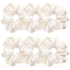 Indulge in Style with Luxurious 6 Pcs Satin Silk Hair Scrunchies - Soft, Stylish Hair Ties in Assorted Purple Shades for Women & Girls