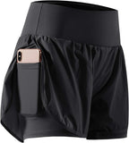 Unleash Your Potential with CADMUS Women's 2-in-1 Athletic Workout Shorts - Gym-Ready with Handy Phone Pockets!