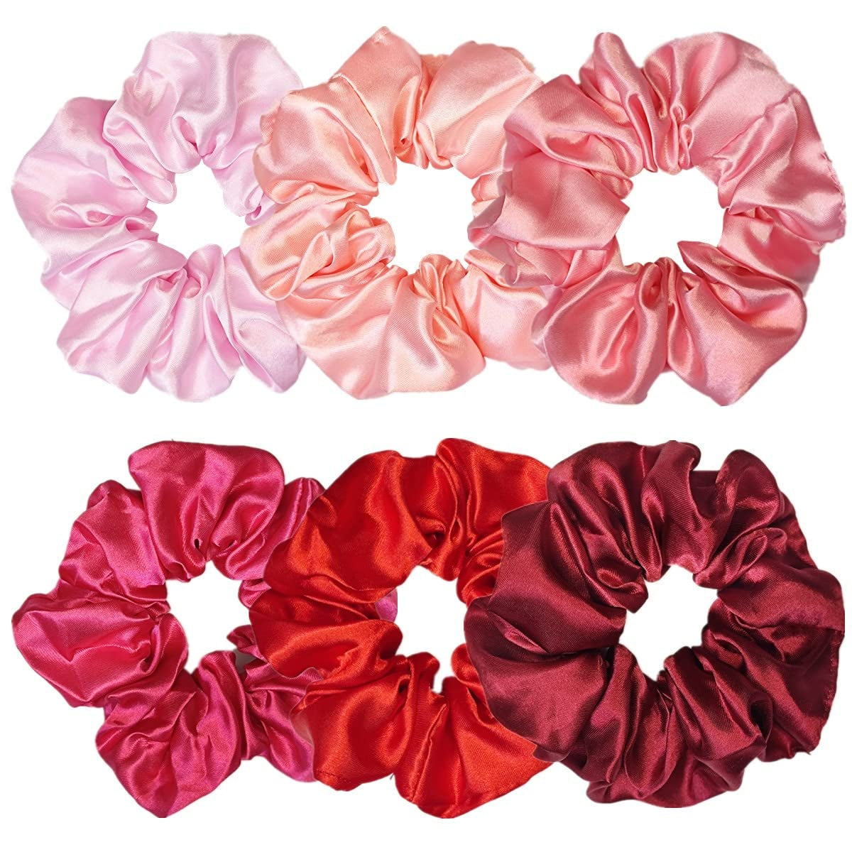 Indulge in Style with Luxurious 6 Pcs Satin Silk Hair Scrunchies - Soft, Stylish Hair Ties in Assorted Purple Shades for Women & Girls
