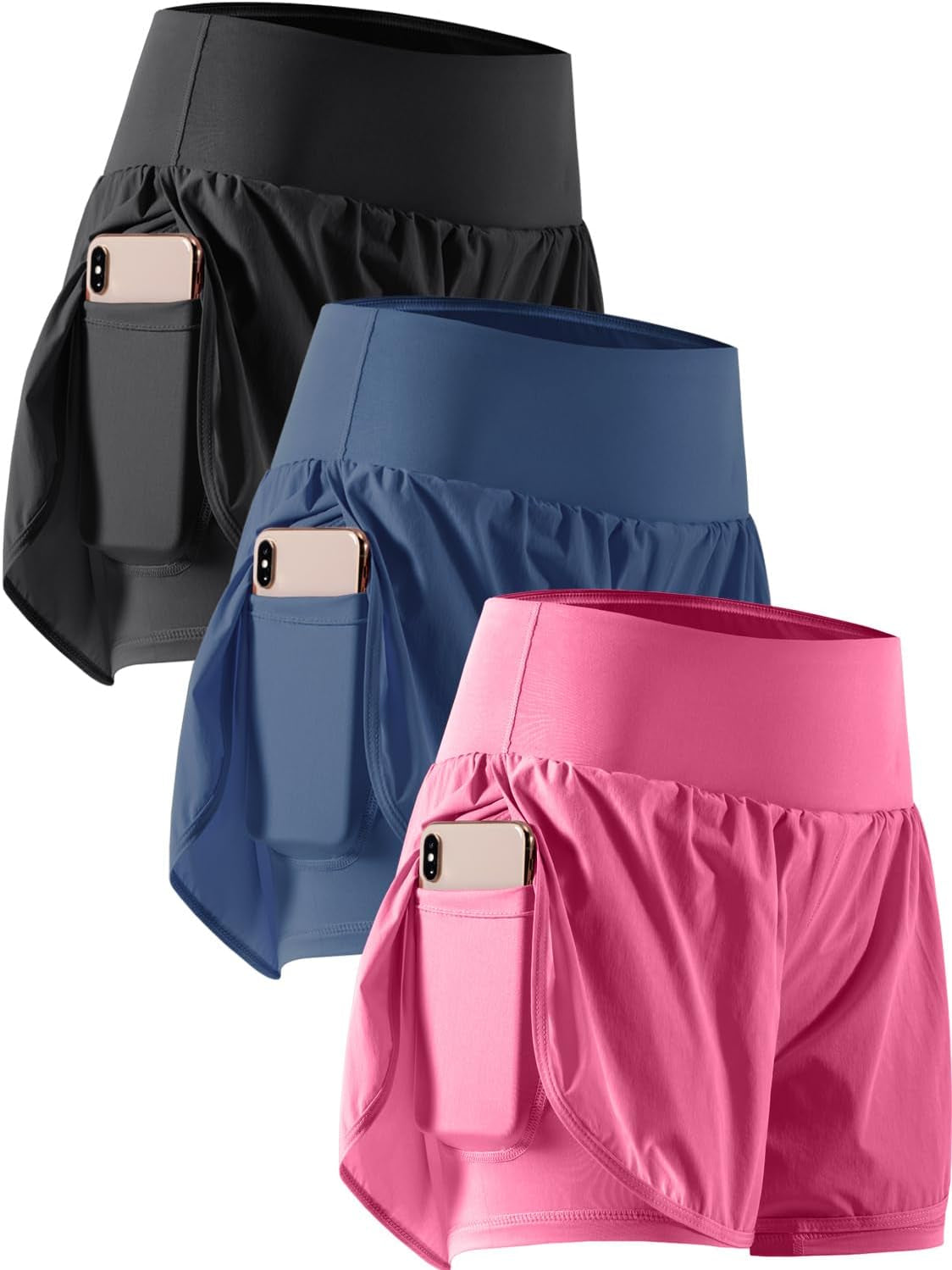 Unleash Your Potential with CADMUS Women's 2-in-1 Athletic Workout Shorts - Gym-Ready with Handy Phone Pockets!