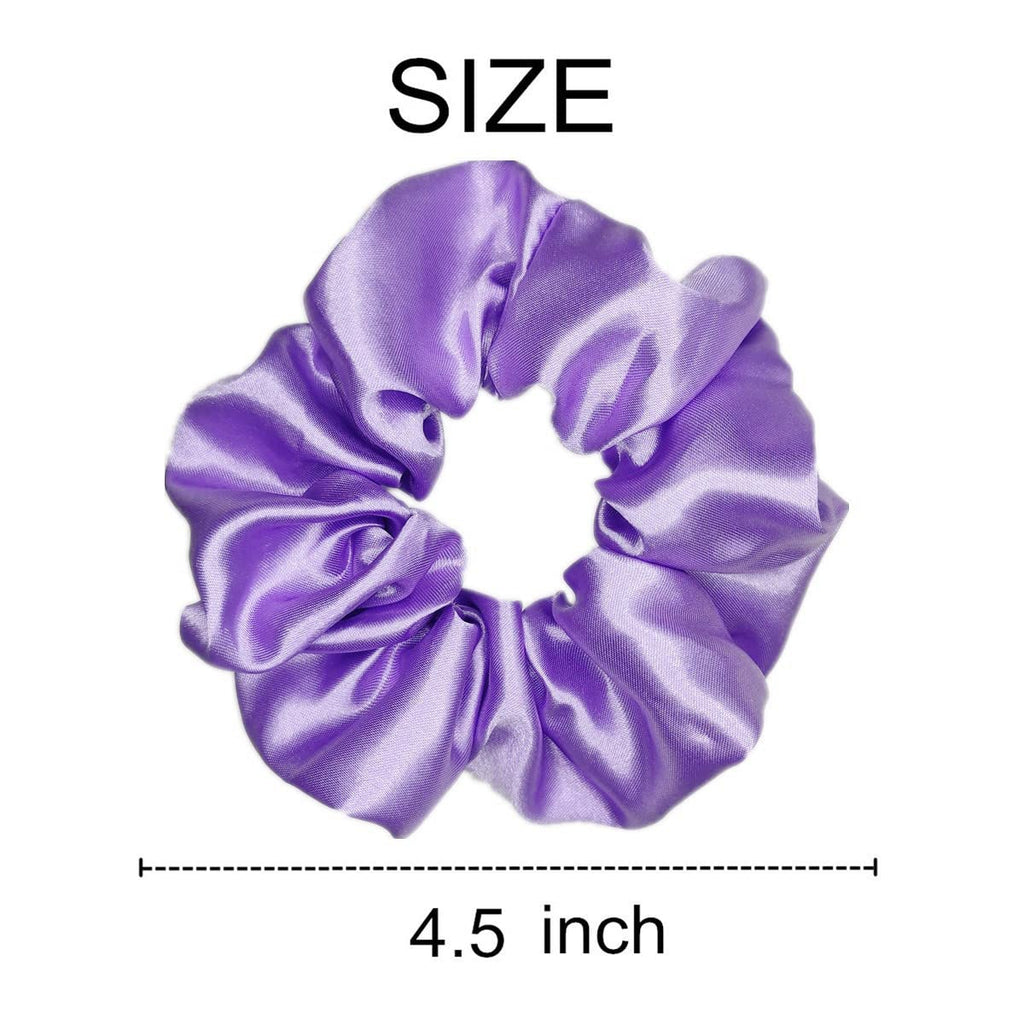 Indulge in Style with Luxurious 6 Pcs Satin Silk Hair Scrunchies - Soft, Stylish Hair Ties in Assorted Purple Shades for Women & Girls